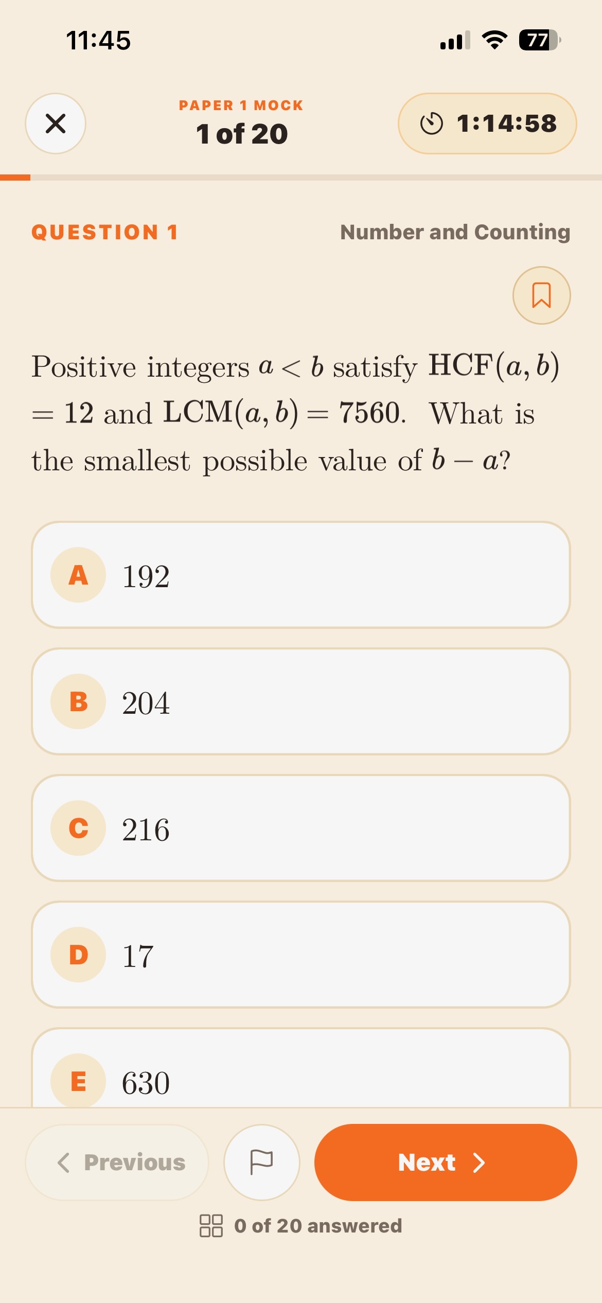 Ace TMUA timed Paper 1 mock question